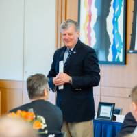 President Haas speaking at the event.